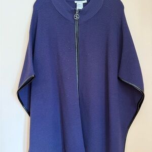 Chico's Purple Poncho with Black Trim